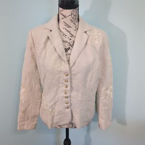 Sundance Monet Linen Blend Jacket Long Sleeve Embroidery Ivory Women’s ps